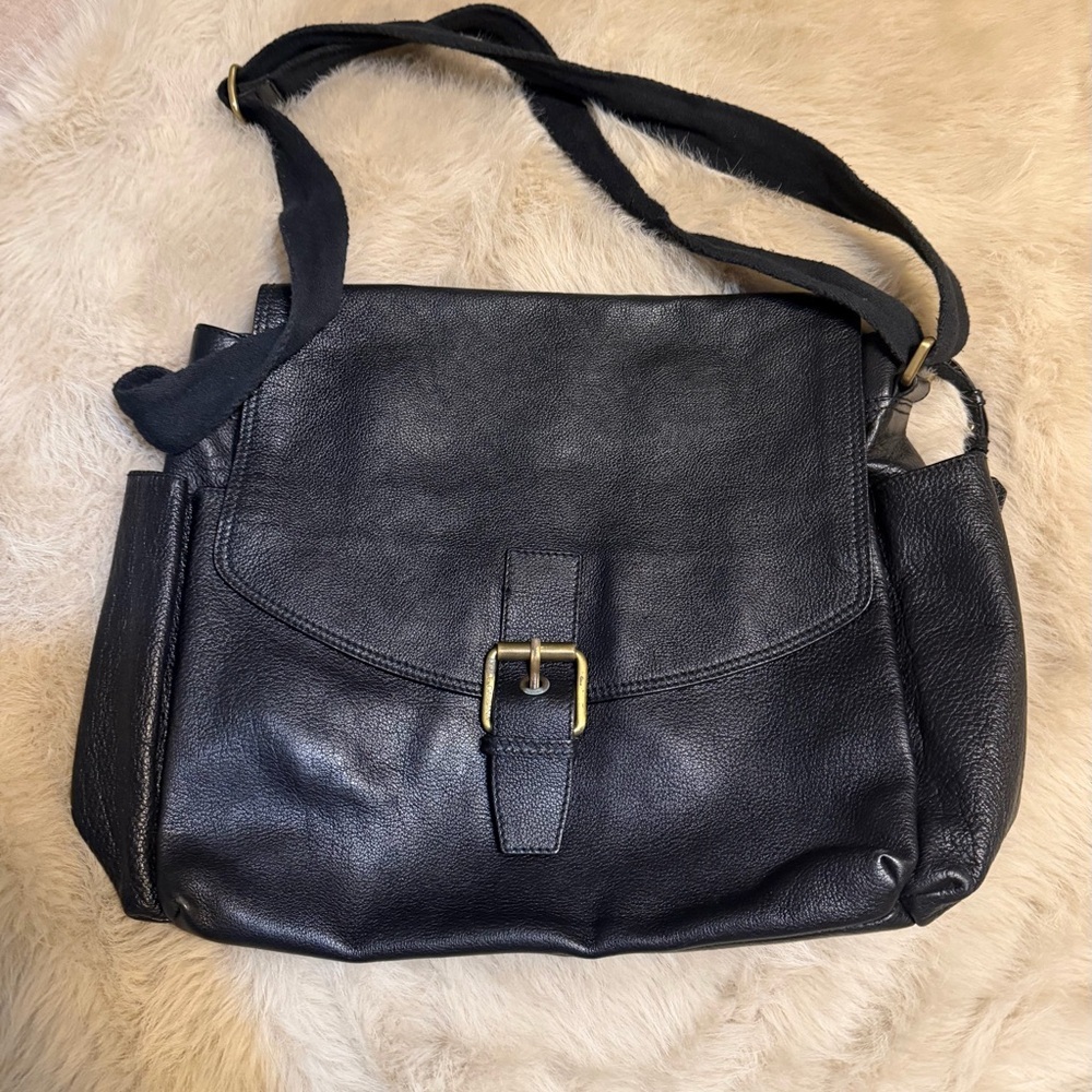 Dolce & Gabbana Black Leather Vintage Messenger Bag